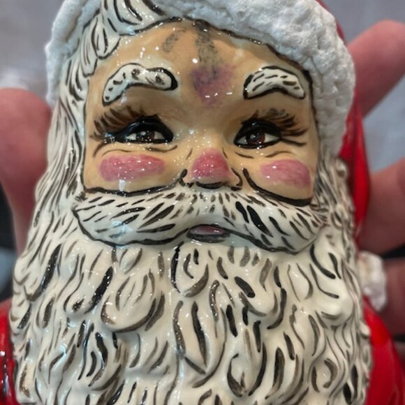 SANTA CLAUS WITH SACK HAND PAINTED CERAMIC FIGURINE STATUE 10" VINTAGE CHRISTMAS - Picture 8 of 10